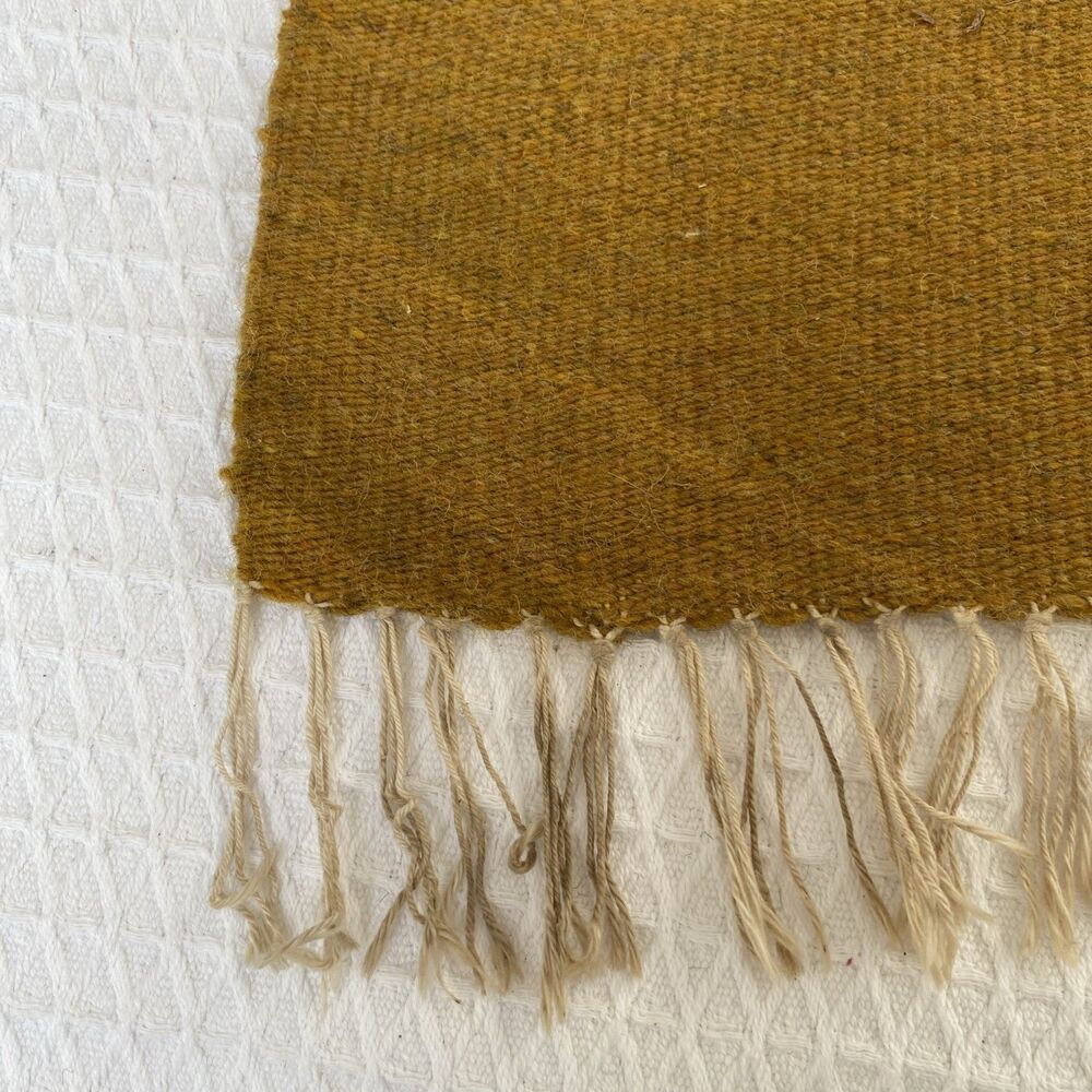 Vintage Handwoven Wool Kilim Rug Flat weave Mexican Southwest Gold Black - Picture 7 of 8